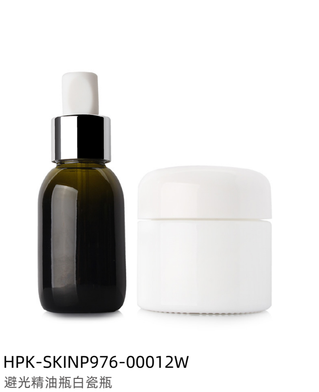 Round Shoulder Porcelain & Cream Jar & Pipette Dropper Bottle